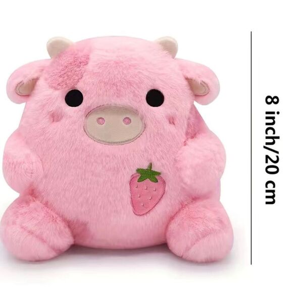Kawaii Strawberry Cow Plush 8” - Picture 2 of 4